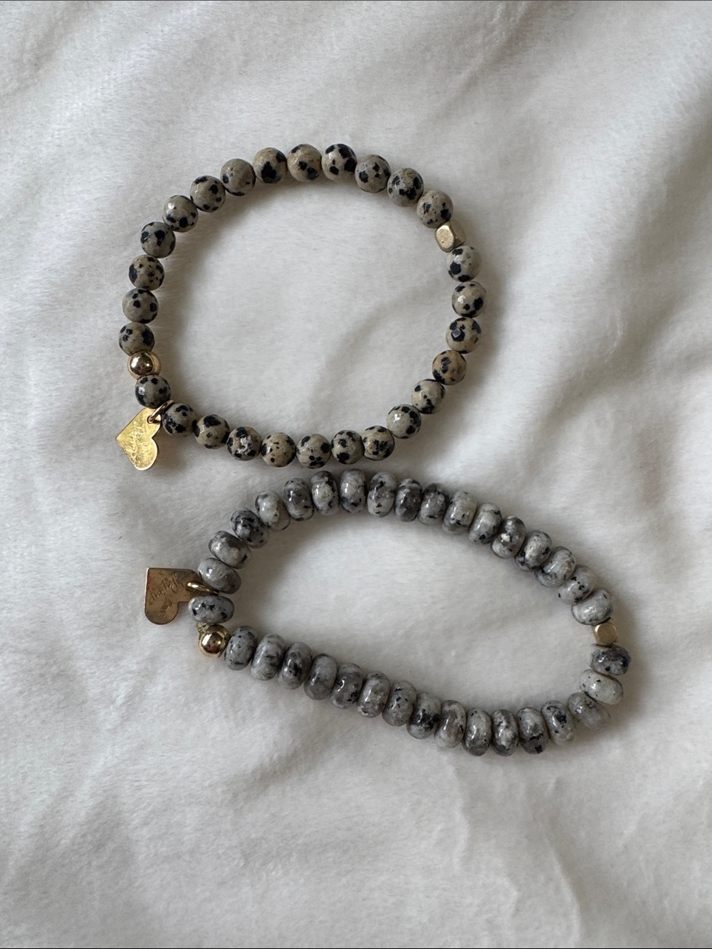 Love Poppy Beaded Bracelet Set with Gold Heart Charm
